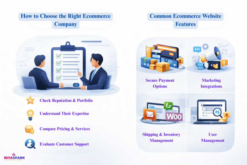 ecommerce website development services for small businesses in India and Dubai with key website features